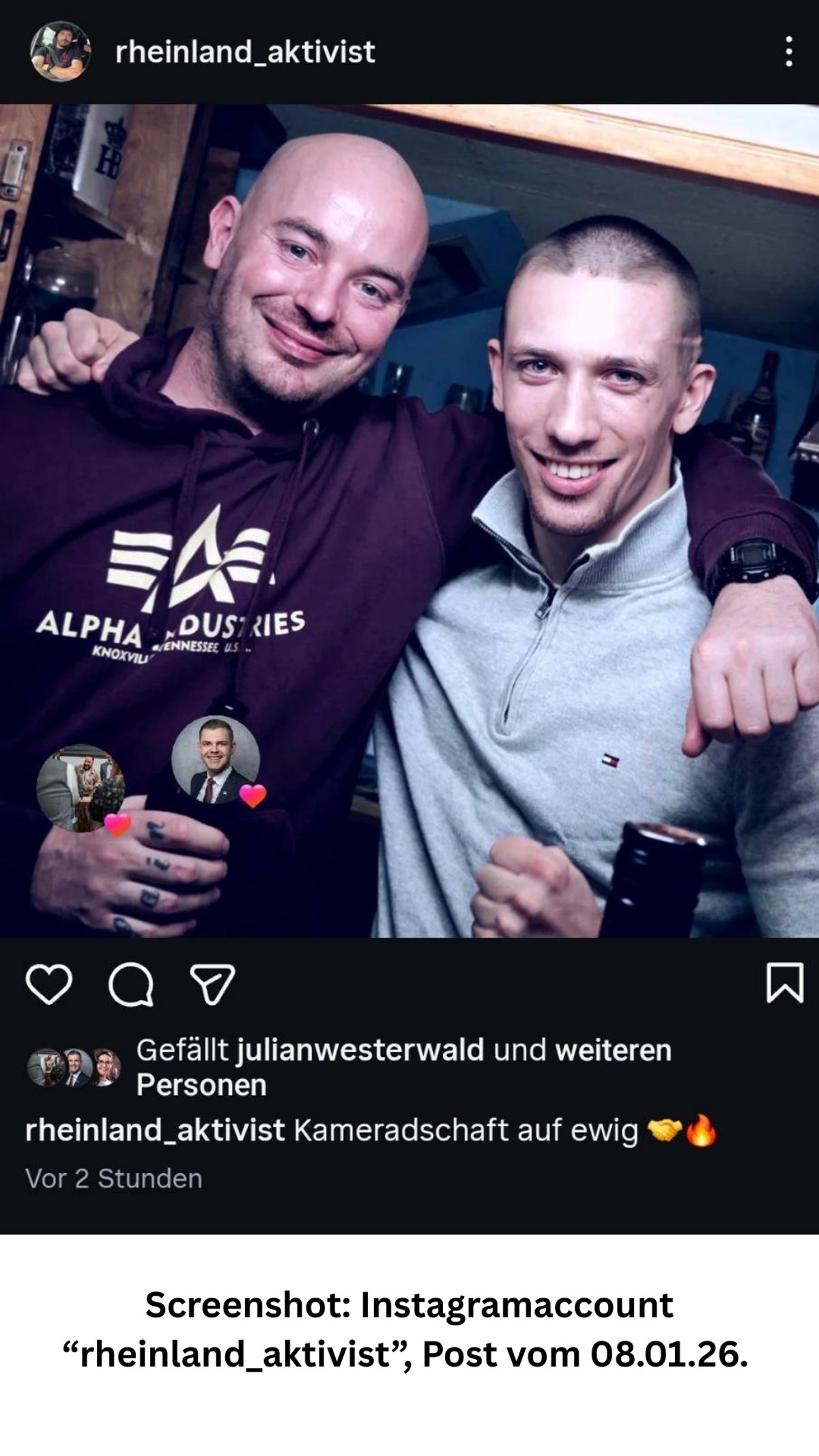 Klöckner und Thiele. Das Foto wird zeitgleich mit Thieles Ankündigung des "richtig krassen Bangers" geposted.
